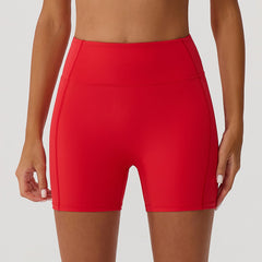 Striped Contrast Color Hip Lifting Yoga Shorts Women High Elastic Outer Wear High Waist Belly Contracting Exercise Workout Pants
