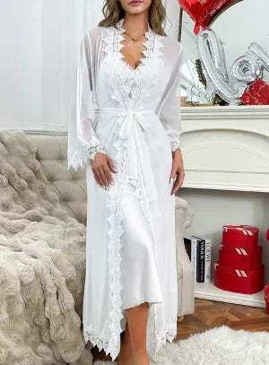 Morning Gowns Sexy Nightgown Backless Temptation Ice Silk Comfort Outerwear Gown Pajamas Women Loungewear Two Piece Sets