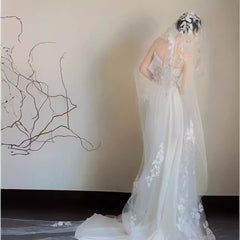 Satin Lace Wedding Veil Tube Top Fishtail Wedding Dress - kinko