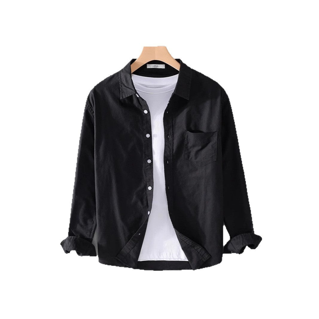 Solid Color Shirt Boys Coat Spring And Autumn Long Sleeve White Autumn Top - kinko