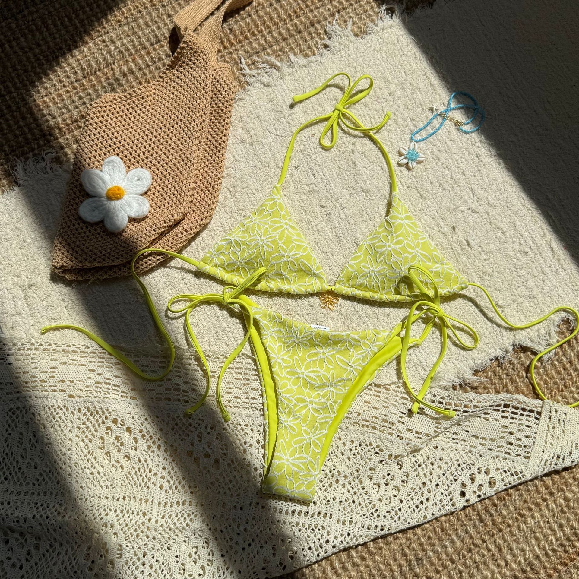 Sexy Two Piece Bikini Swimsuit Women Split Halter Lace up Swimsuit - kinko Global Holdings inc
