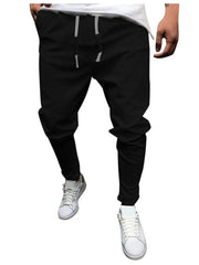 Men's Plus Size Drawstring Cropped Slim Pants - kinko