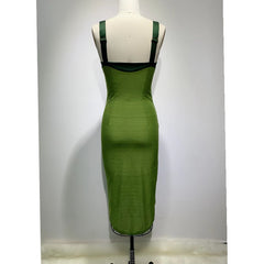 Army Green Sling Slim Temperament Dress - kinko