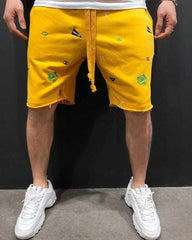 Embroidered shorts beggar pants men's pants