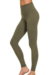 Zenana Premium Microfiber Wide Waistband Leggings - kinko