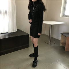Black Dress Women Fall Winter New Korean Mid-Length Style