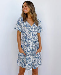 Summer Women Mini Dresses Spring Short Sleeve Dot Printed - kinko