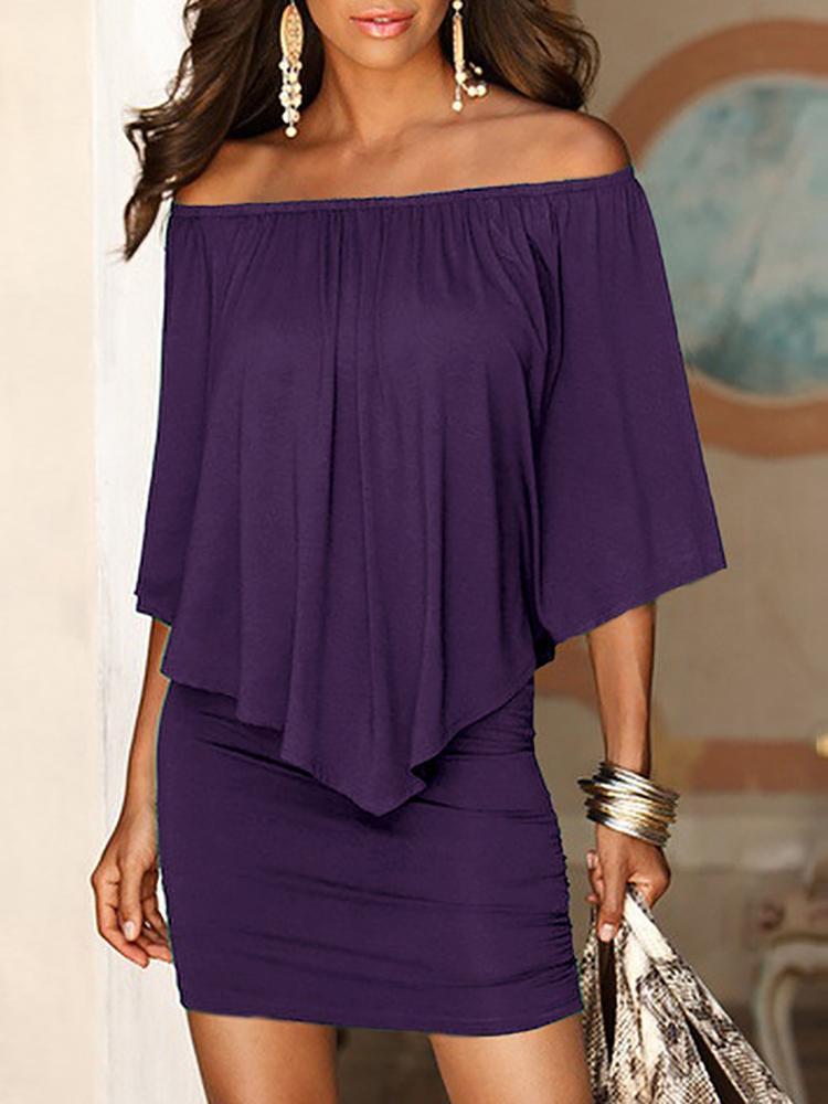 Mini Off Shoulder Sexy Dresses Beach Casual Dress - kinko