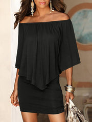 Mini Off Shoulder Sexy Dresses Beach Casual Dress - kinko
