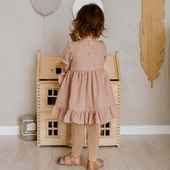 Girls' Dresses, Princess Dresses, Cotton And Linen Short-sleeved Ruffles - kinko