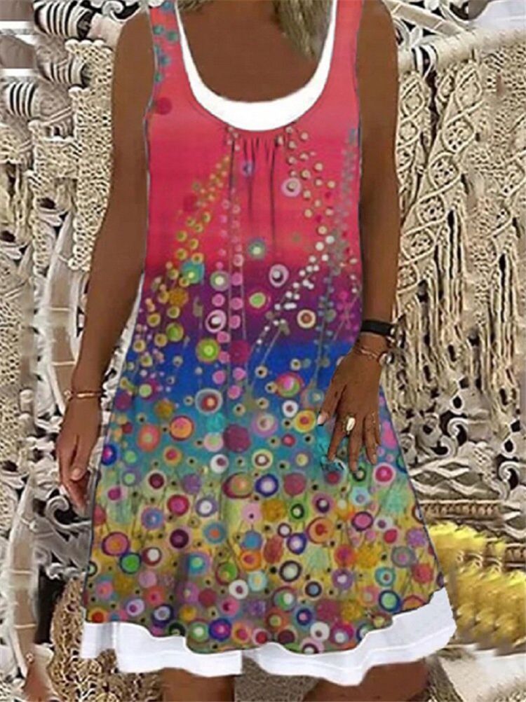 Cotton Casual Floral Short Sleeve Dresses - kinko