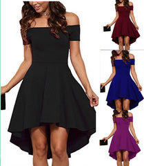 One Shoulder Short Sleeve And Large Swallowtail Skirt - kinko