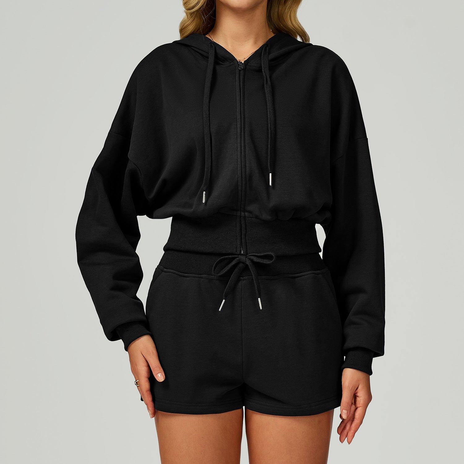 Autumn Winter Zipper Sports Sweater Hooded Casual Loose All Matching Hoodie Women Running Fitness Sportswear - kinko Global Holdings inc