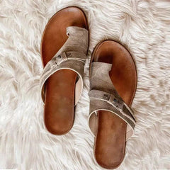 Plus Size Toe Ring Slippers Summer European Size Flat Retro Sandals - kinko Global Holdings inc