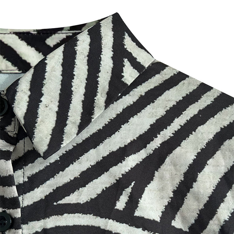 Women's Striped Long Sleeve Shirt - Button-Up Casual Loose Fit Blouse, Spring & Fall Relaxed Top - kinko