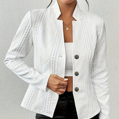 Women's Elegant Textured Open Front Business Casual Work Office Blazer Jacket Suit - kinko