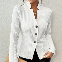 Women's Elegant Textured Open Front Business Casual Work Office Blazer Jacket Suit - kinko