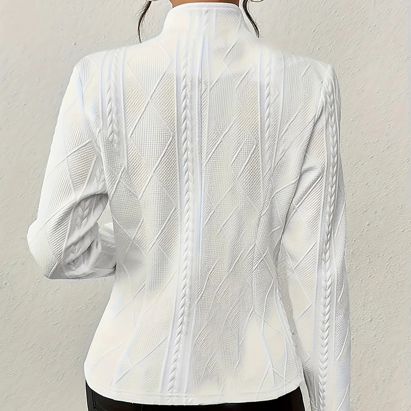 Women's Elegant Textured Open Front Business Casual Work Office Blazer Jacket Suit - kinko
