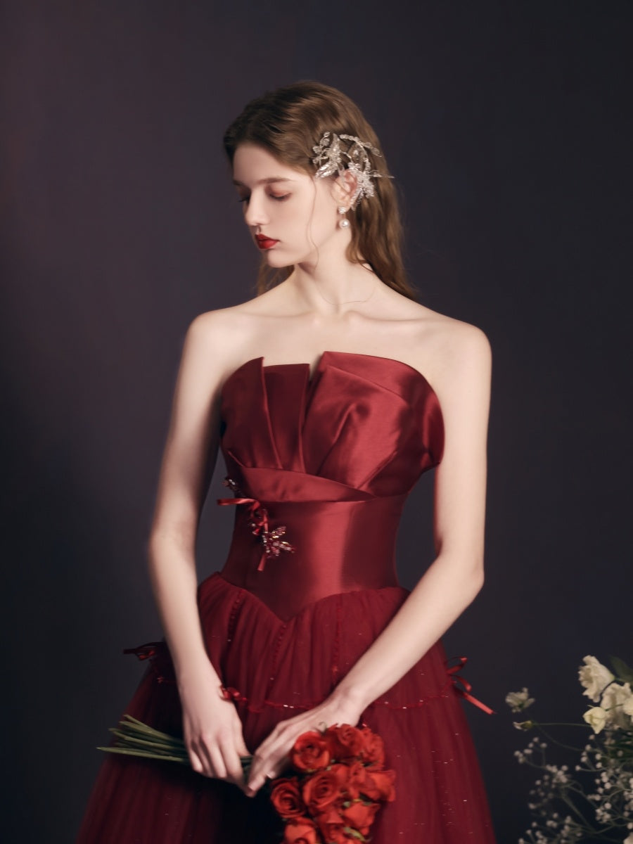 Red Long Dress Heavy-duty Tube Top For Women - kinko