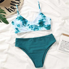 Damen-Badeanzug mit Batikmuster und kontrastierenden Farben, sexy Bikini-Badeanzug