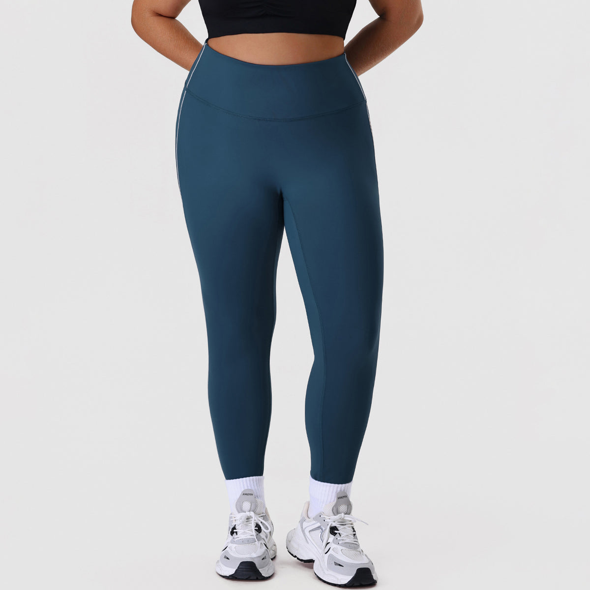 Plus Size Sports High Elastic Yoga Tights Flab Hiding Slim Fitness Pants Outdoor Running Sportswear