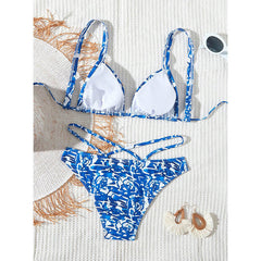 Bedruckter, sexy Bikini-Badeanzug für Damen, Strandurlaub, Frühlingsbadeanzug