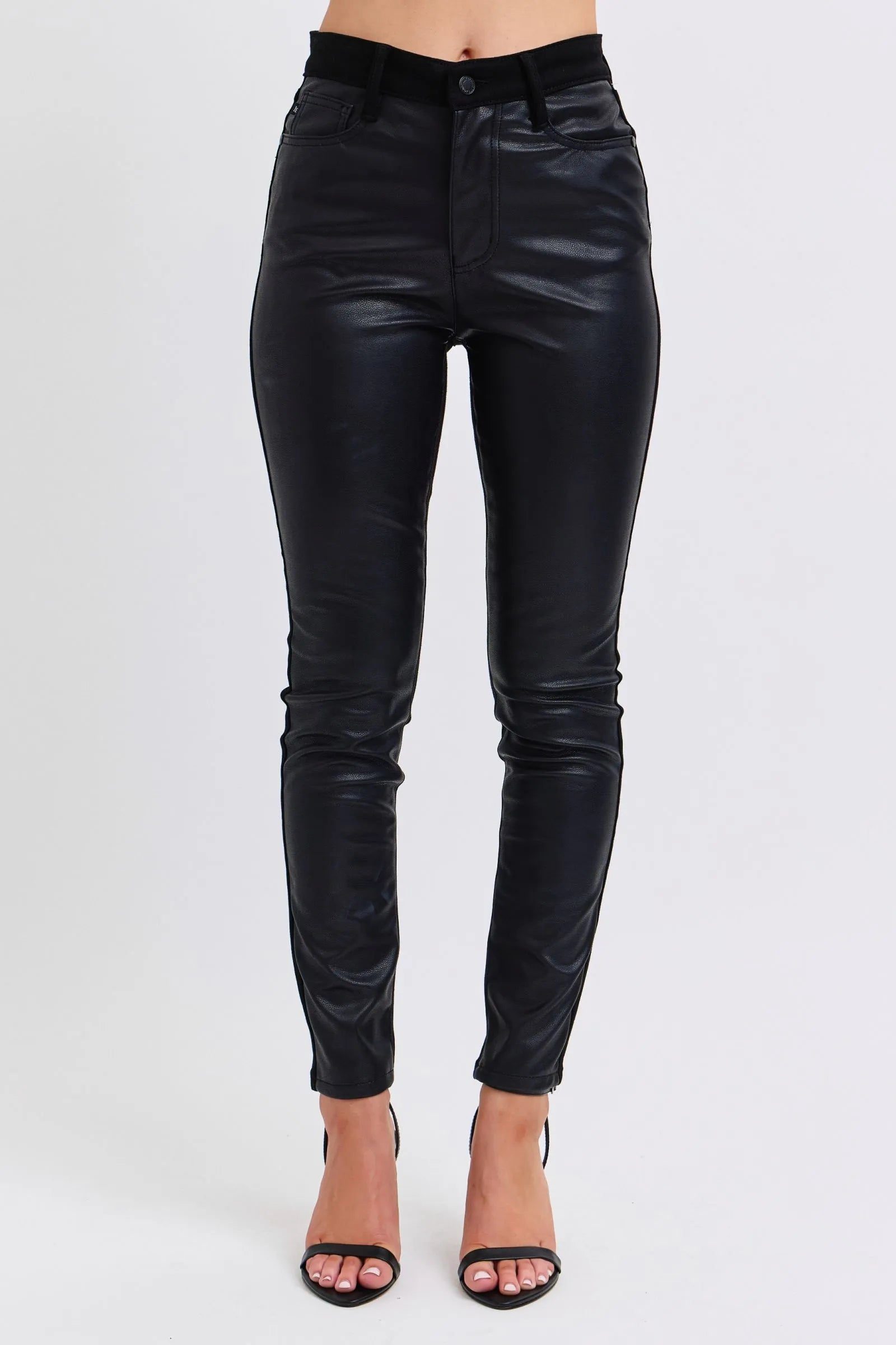 Judy Blue Plus Size HW Faux Leather Skinny Pants - kinko