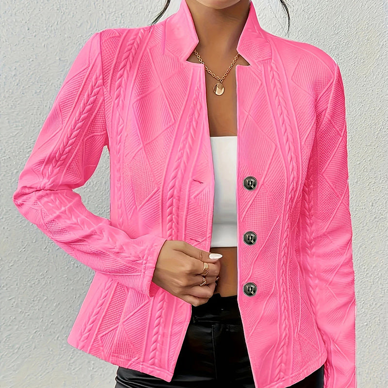 Women's Elegant Textured Open Front Business Casual Work Office Blazer Jacket Suit - kinko