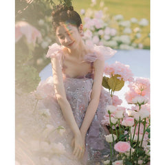 Toast Dress Lace A- Line Style Bridal Marriage Engagement Evening Dress - kinko