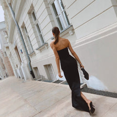 Off-shoulder Backless Super Deep V Bandeau Slim-fit Party Dress - kinko