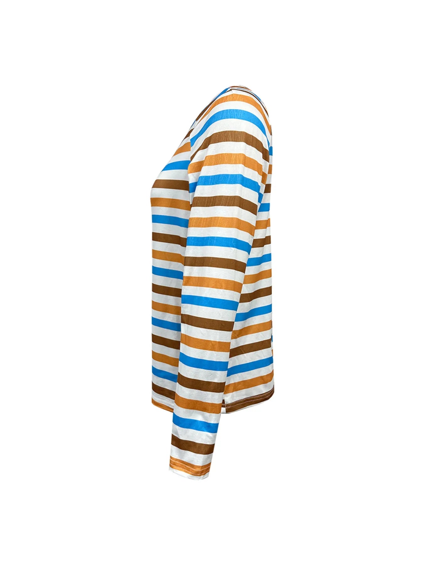 Full Size Striped Long Sleeve Casual Top Plus Size - kinko