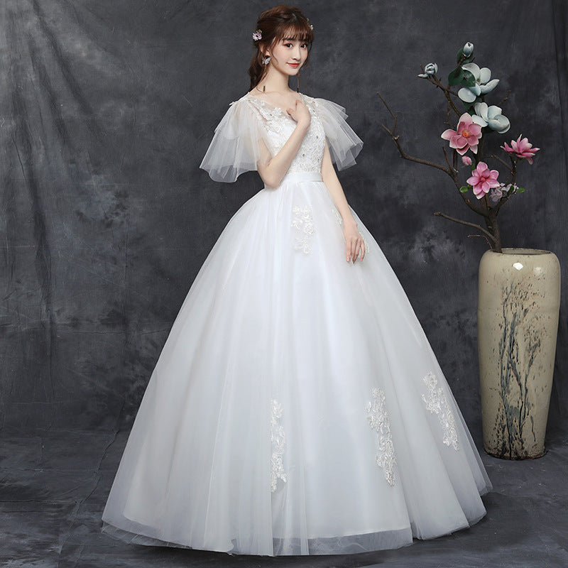 Large Size Wedding Dress Fat Bride Married Master Wedding Dress Was Thin And Simple Studio Covering Arms - kinko