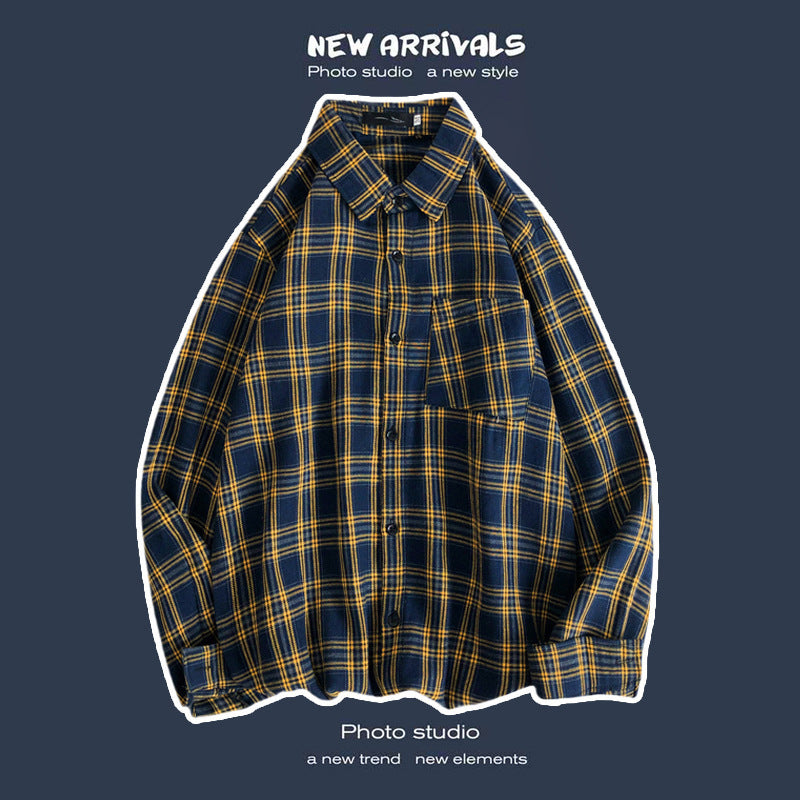 Loose Fashion Personality Men's Retro Plaid Coat - kinko