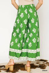 Umgee Floral Pleated Wide-Leg Pants - kinko