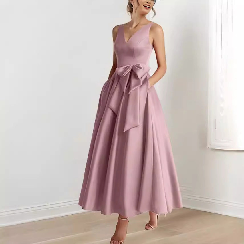 Birthday Party Host V-neck Socialite Daily Wearable Slimming Dress - kinko