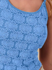 SO ME Two Tone Floral Seamless Tank Top - kinko