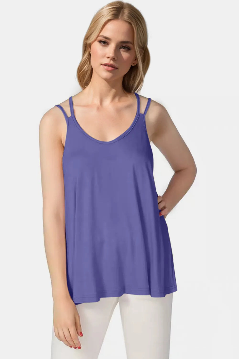 Basic Bae Bamboo Scoop Neck Double Spaghetti Straps Cami - kinko