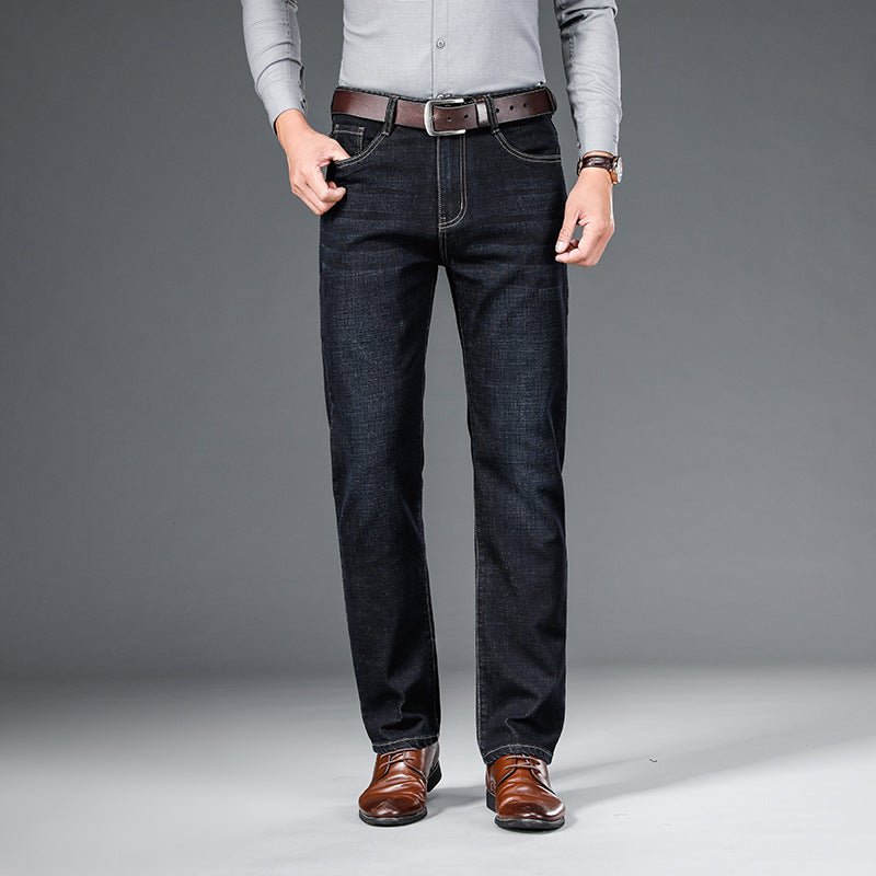 Men's Jeans Straight Loose Elastic Business Trousers - kinko