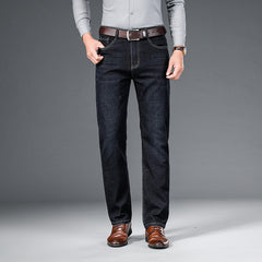 Men's Jeans Straight Loose Elastic Business Trousers - kinko