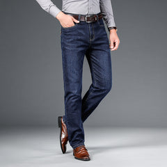 Men's Jeans Straight Loose Elastic Business Trousers - kinko