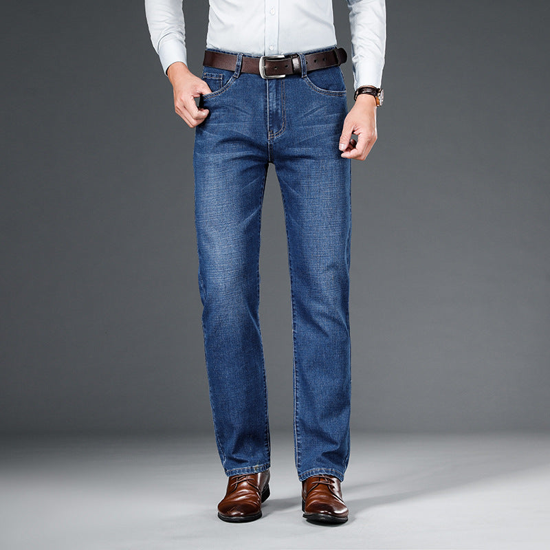 Men's Jeans Straight Loose Elastic Business Trousers - kinko