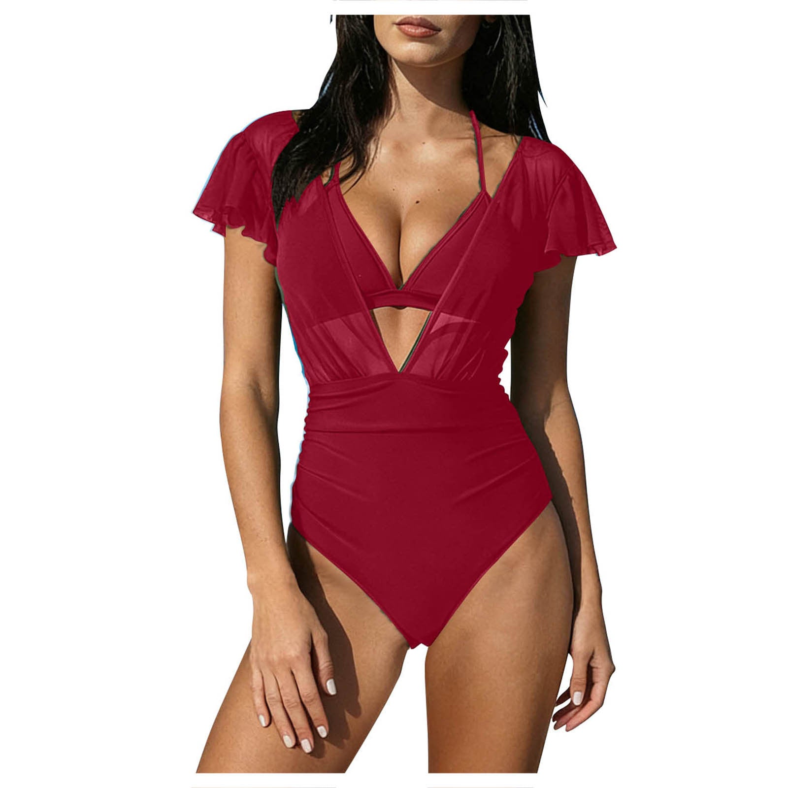 Swimwear Women Solid Color Split Sexy Bikini Swimsuit - kinko Global Holdings inc
