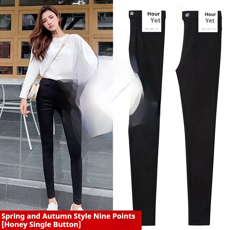 Black Magical Leggings Women's Outer Wear Ankle Tight High Waist Slimming - kinko