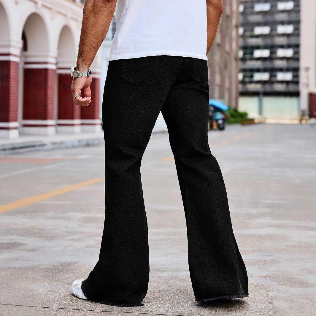 Black High Waist Machete Bootcut Casual Slim Jeans - kinko