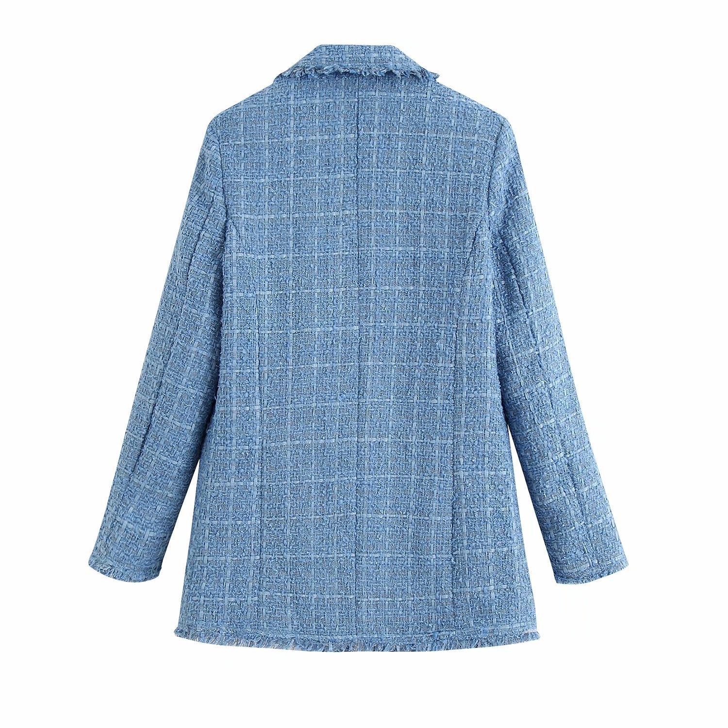 Retro loose suit tweed women's blazer jacket casual women streetwear - kinko