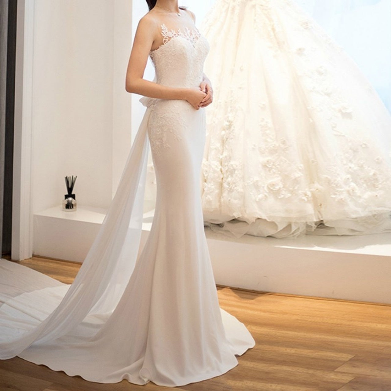 Mid-waist Dream See-through Super Fairy Light Wedding Dress - kinko