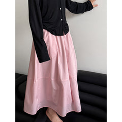 Yellow Skirt High Waist Slimming A- Line Skirt Loose Cover - kinko