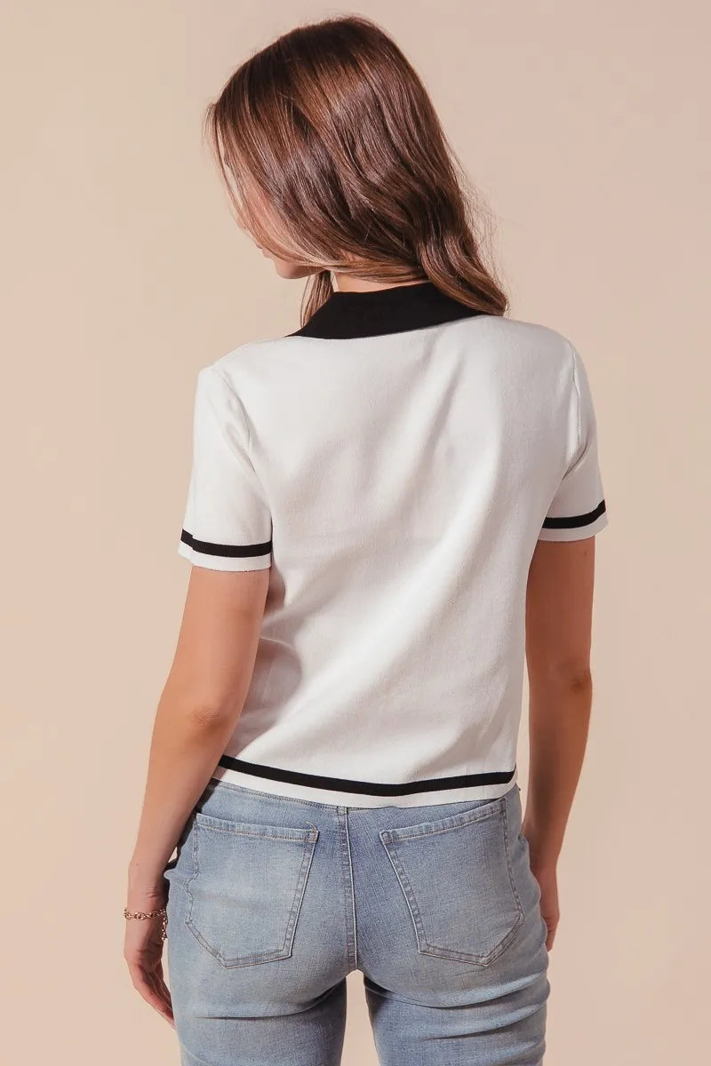 SO ME Button Down Knitted Sweater Shirt Top - kinko