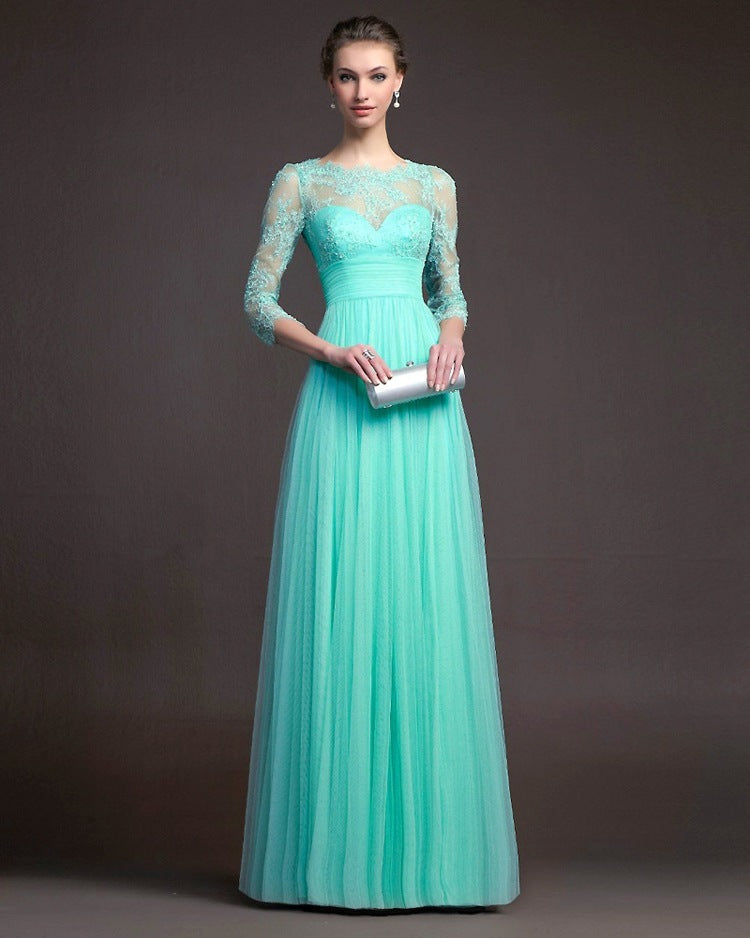 Long sleeve lace see-through dress - kinko