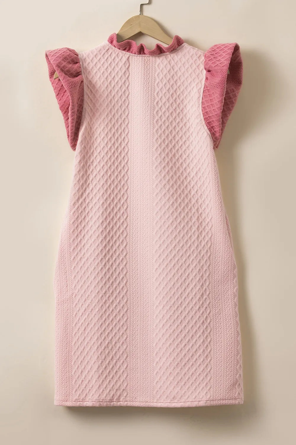 Ruffled V-Neck Cap Sleeve Mini Dress - kinko